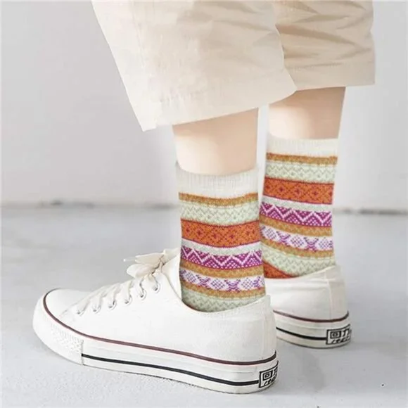 5 Pairs Women's Wool Socks Vintage Soft Cabin Warm Socks
